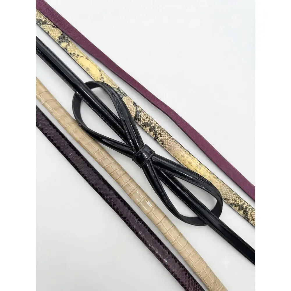Belts: Skinny Mixed Texture Lot – Animal Print, Chic & Bohemian – Sizes S &...